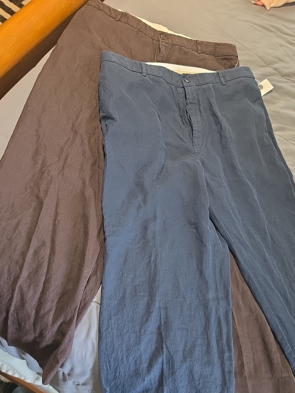 GAP Linen Blend Trousers in Navy Blue and Brown (2 Pair)